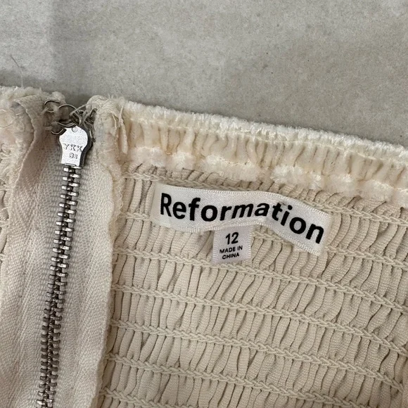 Reformation Addie Cream Velvet Ruched Corset Top Size 12 - Picture 4 of 11